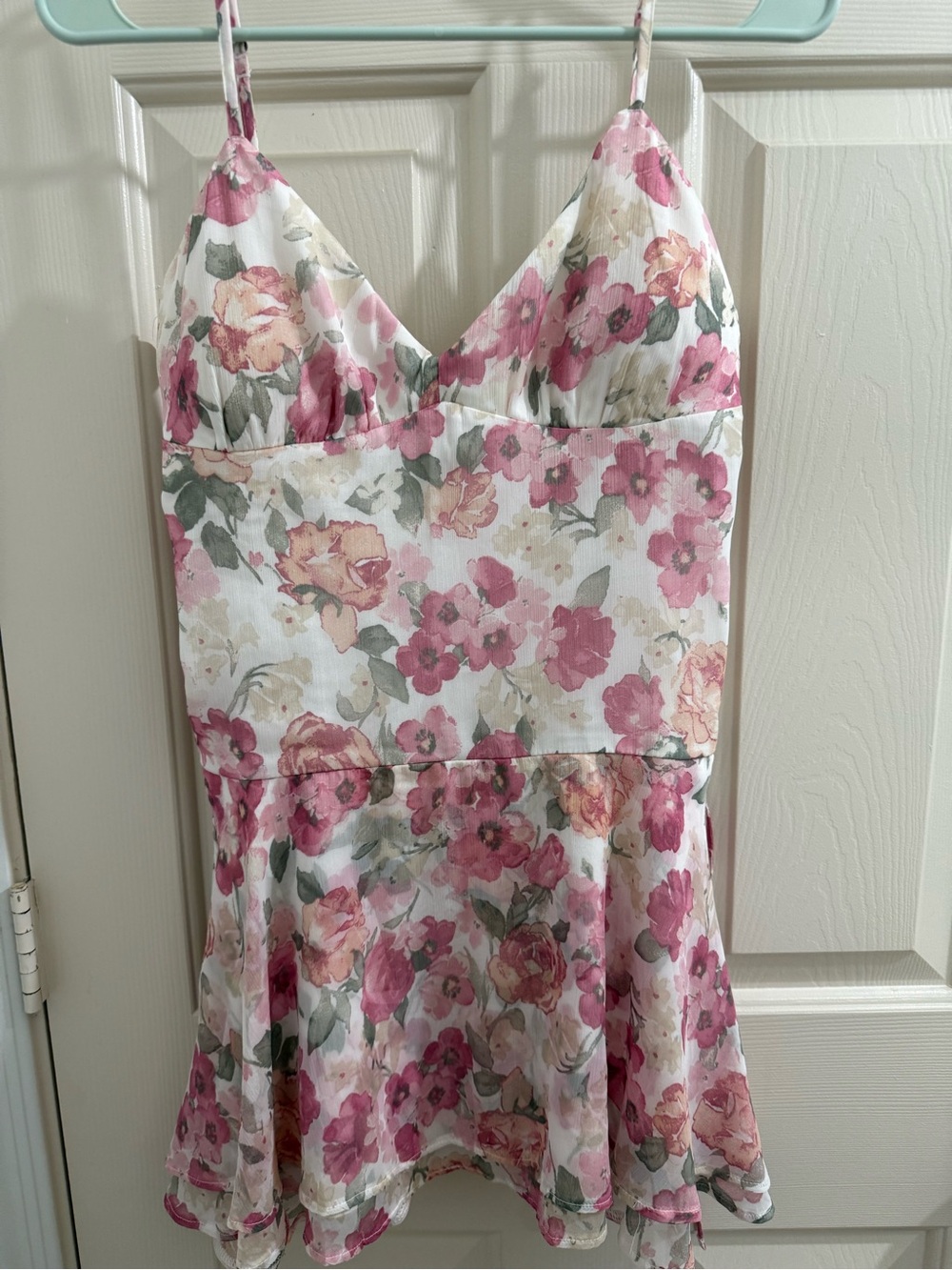 Hollister Pink and Cream Floral Slip Dress
